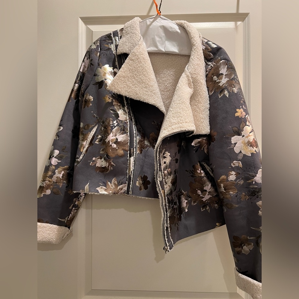 Floral metallic winter jacket